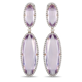 Casato 1.75ctw Diamond, Amethyst, and 18K Earrings