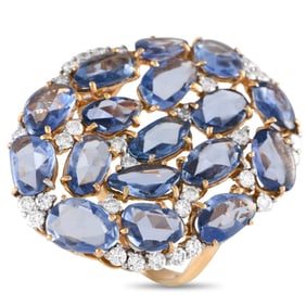 Casato 1.15ctw Diamond, Blue Sapphire and 18K Ring