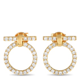 18K Yellow Gold and 0.70ctw Diamond Earrings