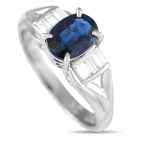 1.20ct Sapphire, 0.20ctw Diamond and Platinum Ring