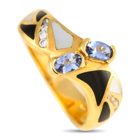 14K Yellow Gold and 0.50ctw Tanzanite Ring W/Diamonds