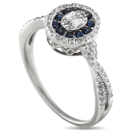 14K, 0.40ctw Diamond and 0.20ctw Blue Sapphire Ring