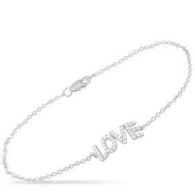 14K White Gold and 0.30ctw Diamond 6.5" Love Bracelet