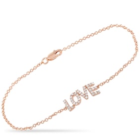 14K Rose Gold and 0.30ctw Diamond 6.5" Love Bracelet