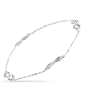 10K White Gold and 0.15ctw Diamond 7" Bracelet