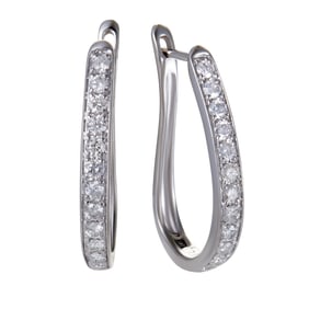 1.00ctw Diamond and 14K White Gold 1" Hoop Earrings