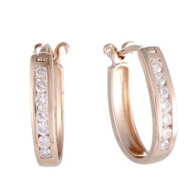 14K Rose Gold and 0.25ctw VS1-VS2/G-H Diamond Earrings