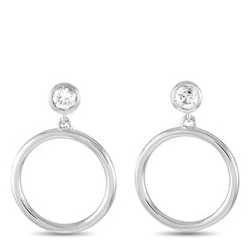 14K White Gold and 0.18ctw Diamond Earrings