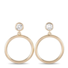 14K Yellow Gold and 0.30ctw Diamond 0.75" Earrings