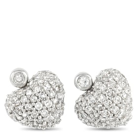 14K White Gold and 0.25ctw Diamond Heart Earrings