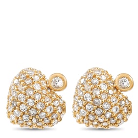 14K Yellow Gold and 0.25ctw Diamond Heart Earrings