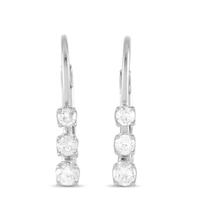 14K White Gold and 0.25ctw Diamond 0.50" Earrings