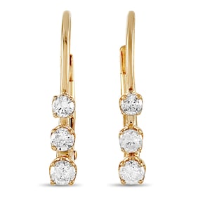 14K Yellow Gold and 0.25ctw Diamond 0.50" Earrings