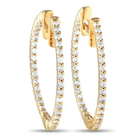 14K Yellow Gold and 0.55ctw Diamond Hoop Earrings