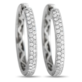 14K White Gold and 0.65ctw Diamond Hoop Earrings