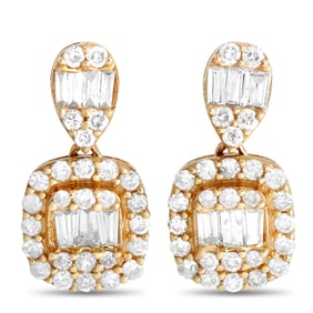 14K Yellow Gold and 0.55ctw Diamond 0.50" Earrings