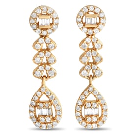 14K Yellow Gold and 0.35ctw Diamond 0.80" Earrings
