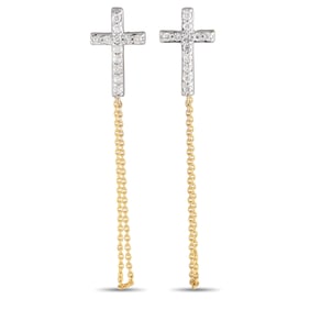 10K and 0.25ctw Diamond Cross Chain Earrings
