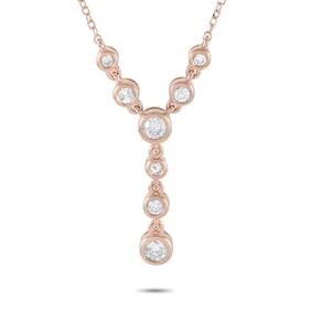 14K Rose Gold and 0.25ctw Diamond 15" Necklace