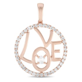 14K Rose Gold and 0.30ctw Diamond Love Pendant