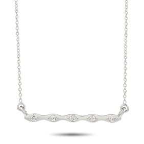 14K White Gold and 0.06ctw Diamond Necklace