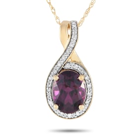 14K Yellow Gold, Garnet and 0.10ctw Diamond Necklace