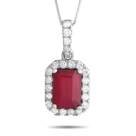 1.25ct Ruby, 0.20ctw Diamond and 14K 18" Necklace