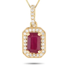 14K Yellow Gold, Ruby and Diamond 18" Necklace