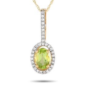 14K Yellow Gold, Peridot and Diamond 18" Necklace