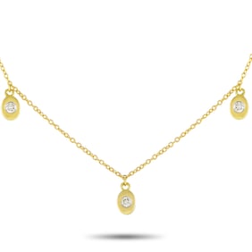 14K Yellow Gold and 0.06ctw Diamond Station Necklace