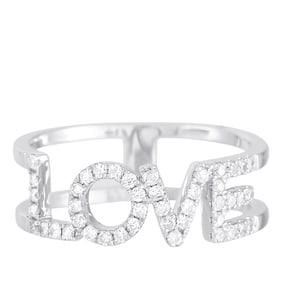 14K White Gold and 0.35ctw Diamond Love Ring