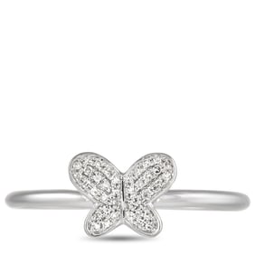 14K White Gold and 0.08ctw Diamond Butterfly Ring