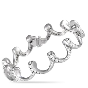 2.85ctw Diamond and 18K White Gold Swirl Bracelet