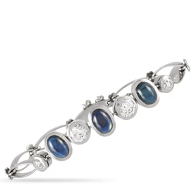 4.00ctw Sapphire, 1.80ctw Diamond and Platinum Bracelet