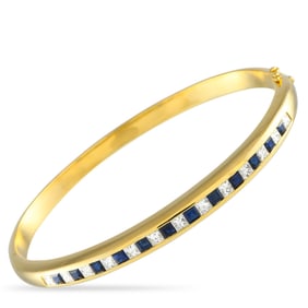 1.80ctw Blue Sapphire, 1.50ctw Diamond and 18K Bangle