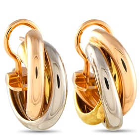 Cartier Trinity 18K Tri-Color Gold Hoop Earrings