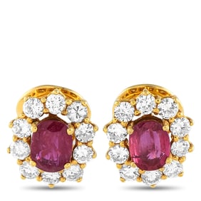 2.20ctw Ruby, 0.90ctw Diamond, and 18K Earrings