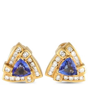 3.20ctw Tanzanite, 2.00ctw Diamond and 14K Earrings