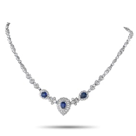 3.30ctw Blue Sapphire and 1.90ctw Diamond Necklace