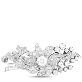 4.30ctw Diamond and Platinum Flower Brooch