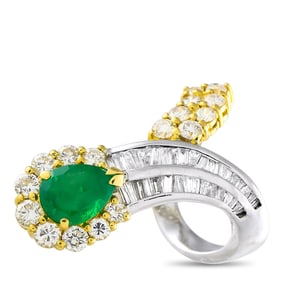 2.60ctw Diamond, 2.00ct Emerald, and Platinum/18K Ring