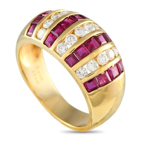 1.60ctw Ruby, 0.50ctw Diamond, 18K Yellow Gold Ring