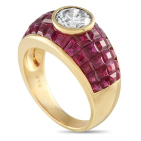 3.85ctw Ruby, 1.05ct Diamond, 18K Yellow Gold Ring