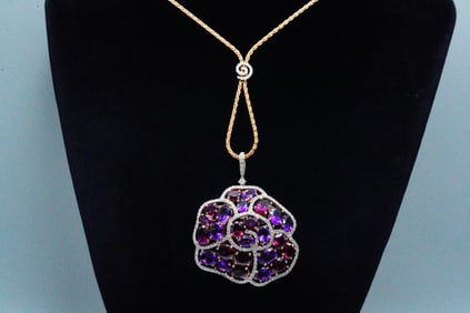 Casato Amethyst, Rhodolite, Diamond 18K Necklace