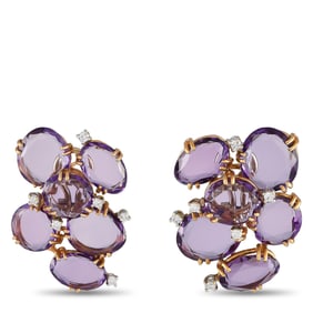 Casato 0.35ctw Diamond, Amethyst, and 18K Earrings