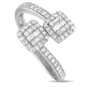 14K White Gold and 0.50ctw Diamond Bypass Ring