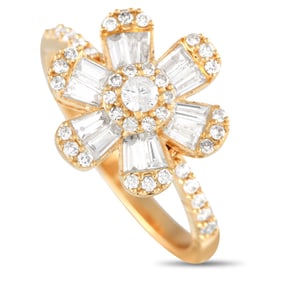 14K Yellow Gold and 0.80ctw Diamond Flower Ring