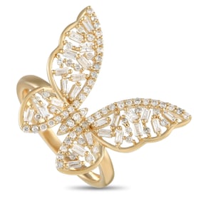 14K Yellow Gold and 0.60ctw Diamond Butterfly Ring