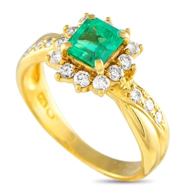 18K, 0.75ct Emerald and 0.40ctw Diamond Ring