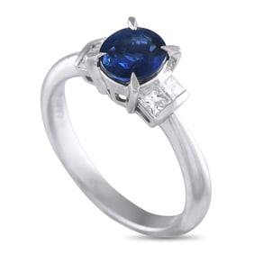 1.20ct Sapphire, 0.30ctw Diamond and Platinum Ring